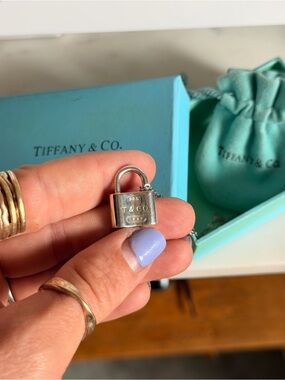 Tiffany & Co. Sterling Silver Padlock Charm with Tiffany Blue Accents